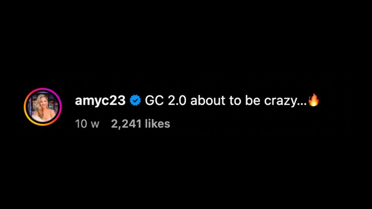 Screenshot of Amy Cole's comment on Gerrit Cole's Instagram post (Image from - Instagram.com/@gerritcole54)